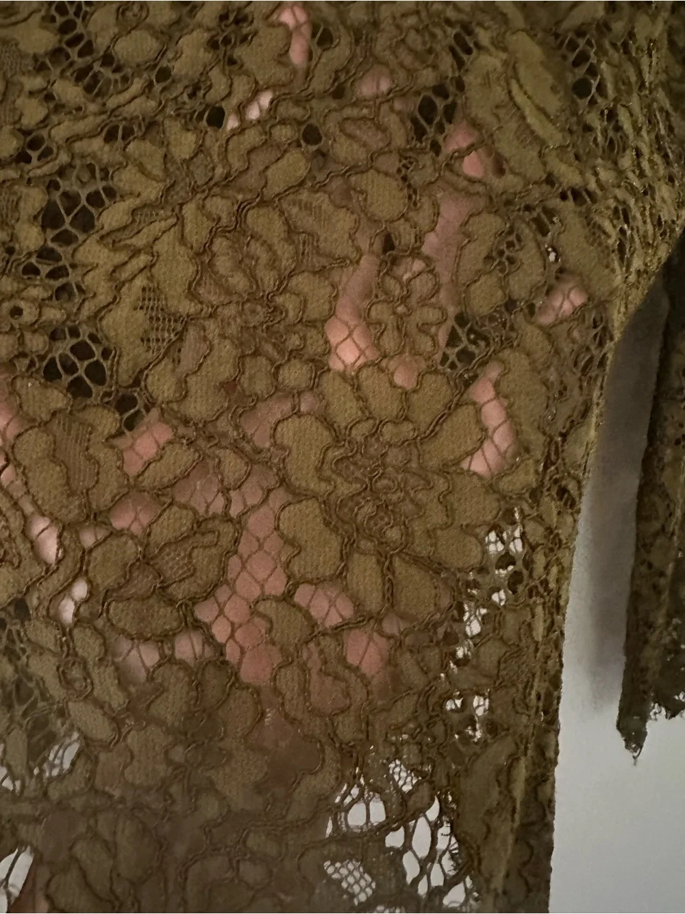 J. Crew Olive Lace Long-Sleeve Crochet Blouse